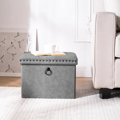 16x12x12 inches, 242 lb, oakvivo Storage Ottoman Cube Small Faux Leather Tuffed Foot Rest Stool with Rivet Design