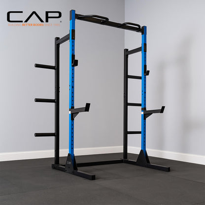Cap Power Rack with Pull Up Bar & Attachments - Squat Rack & Strength Training Power Cage for Home Gym - Blue