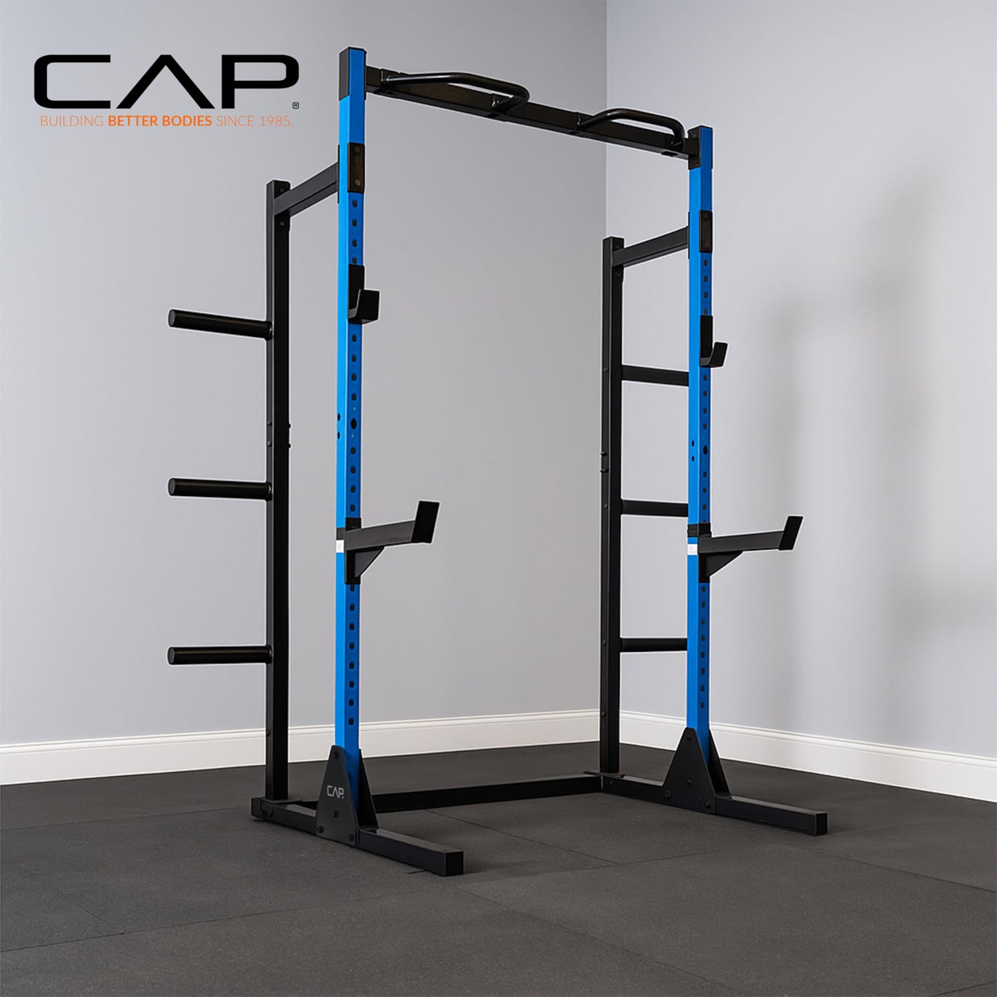 Cap Power Rack with Pull Up Bar & Attachments - Squat Rack & Strength Training Power Cage for Home Gym - Orange