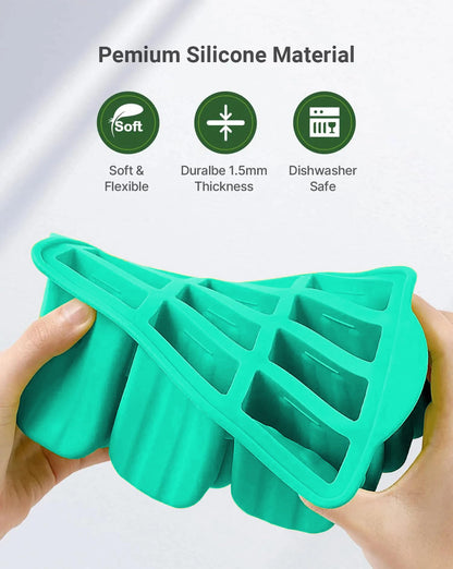 12 Cavities Silicone Popsicle Molds,Popsicle Molds, Food Grade Cake Molds for Ice Cream,Complimentary 50 sticks,green