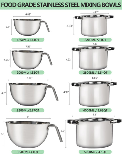 Large Double Boiler Pot Set,3500ML/3.1QT Mixing Bowl for Chocolate Melting, 5000ML/ 4.5QT 304 Stainless Steel Pot With Silicone Spatula for Melting Chocolate, Candy, Candle, Soap, Wax
