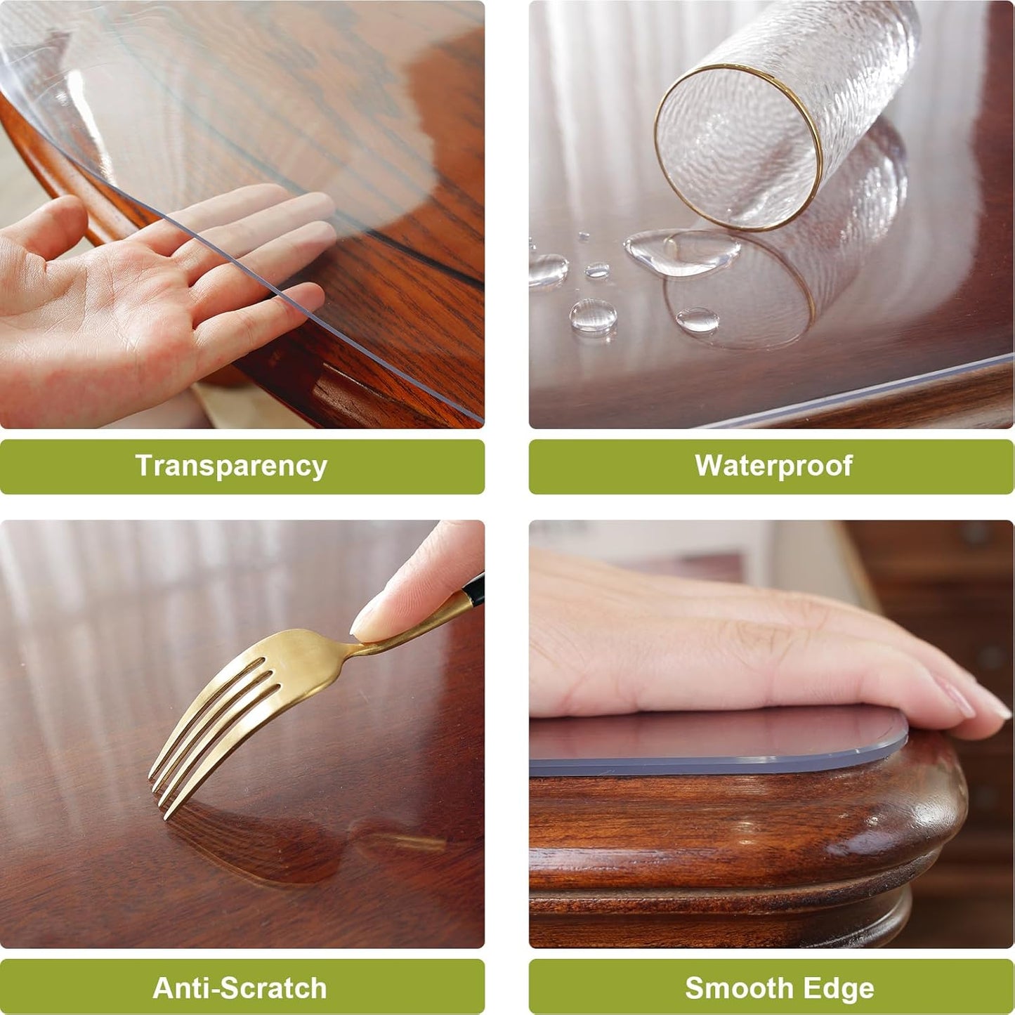 16 44 Inch, 2mm OstepDecor Clear Table Protector x Thick Plastic Table Cover, Waterproof PVC Clear Table Cover