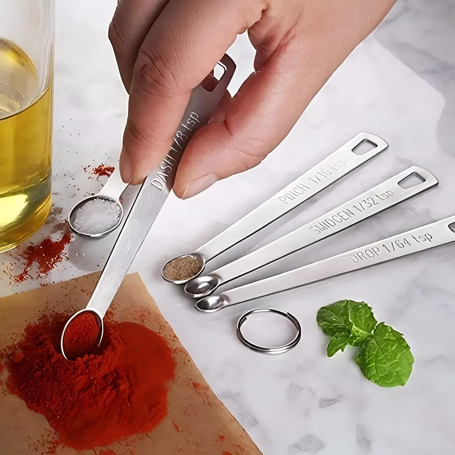 Stainless Steel Measuring Spoons Set of 14 with Leveler, Rectangular Teaspoon & Tablespoon Measuring Spoons for Dry & Liquid Ingredients, Slim Design Fits in Spice Jars