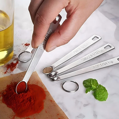 Stainless Steel Measuring Spoons Set of 14 with Leveler, Rectangular Teaspoon & Tablespoon Measuring Spoons for Dry & Liquid Ingredients, Slim Design Fits in Spice Jars