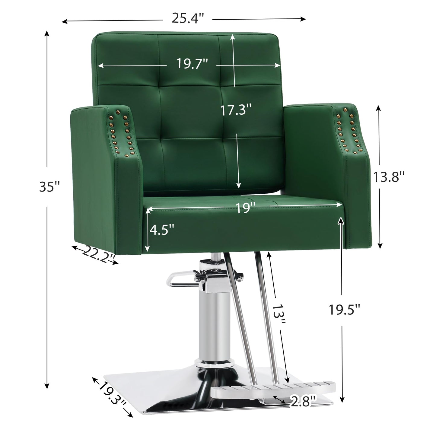 BarberPub Classic Salon Chair for Hair Stylist,Hydraulic Barber Styling Chair,Beauty Salon Spa Equipment 8818 (Green)