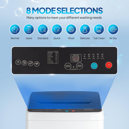 ROVSUN 30LBS Washing Machine, Full-Automatic Portable Washer with Stainless Steel Drum, Electric Laundry Machine, Washer and Spin Dryer Combo with Drain Pump for Home, Apartment