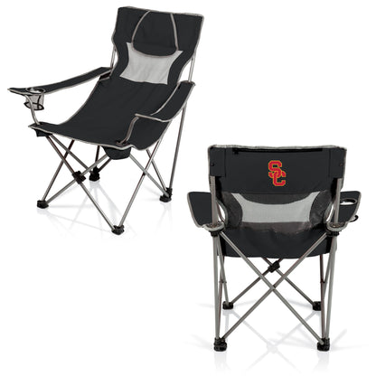 Picnic TIME NCAA USC Trojans Campsite Camping Chair, Picnic Chair, Outdoor Folding Chair with Carry Bag, Beach Chair, (Black with Gray Accents)