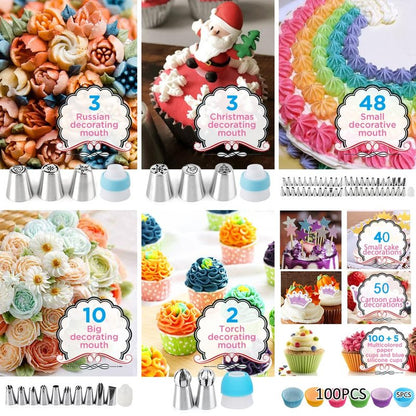 Cake Decorating Kit Cake Decorating Supplies, 515 PCS Baking Supplies Set with 3 Springform Pan Sets, 66 Icing Piping Nozzles, Cake Rotating Turntable, Piping Bags, Birthday Gifts for Mom Wife