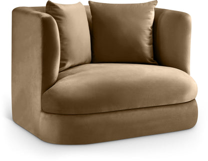Meridian Furniture 699Taupe-C Alder Collection Modern | Contemporary Chair with Ultra Luxe Taupe Velvet, 460 GSM Velvet, Solid Wood Frame, 38" W x 36" D x 30" H, Taupe