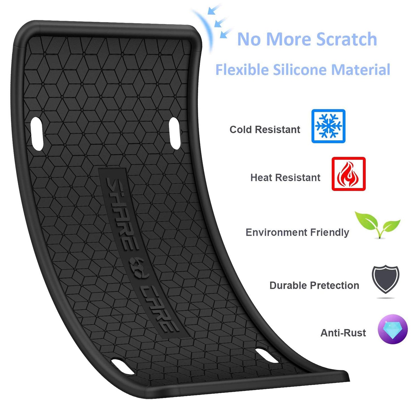 QiqaMole 2 Pack Silicone Frame Front Back License Plate Cover/ Bracket Holder Rust-Proof, Rattle-Proof, Weather-Proof, for US CA Standard Cars (Light Green)