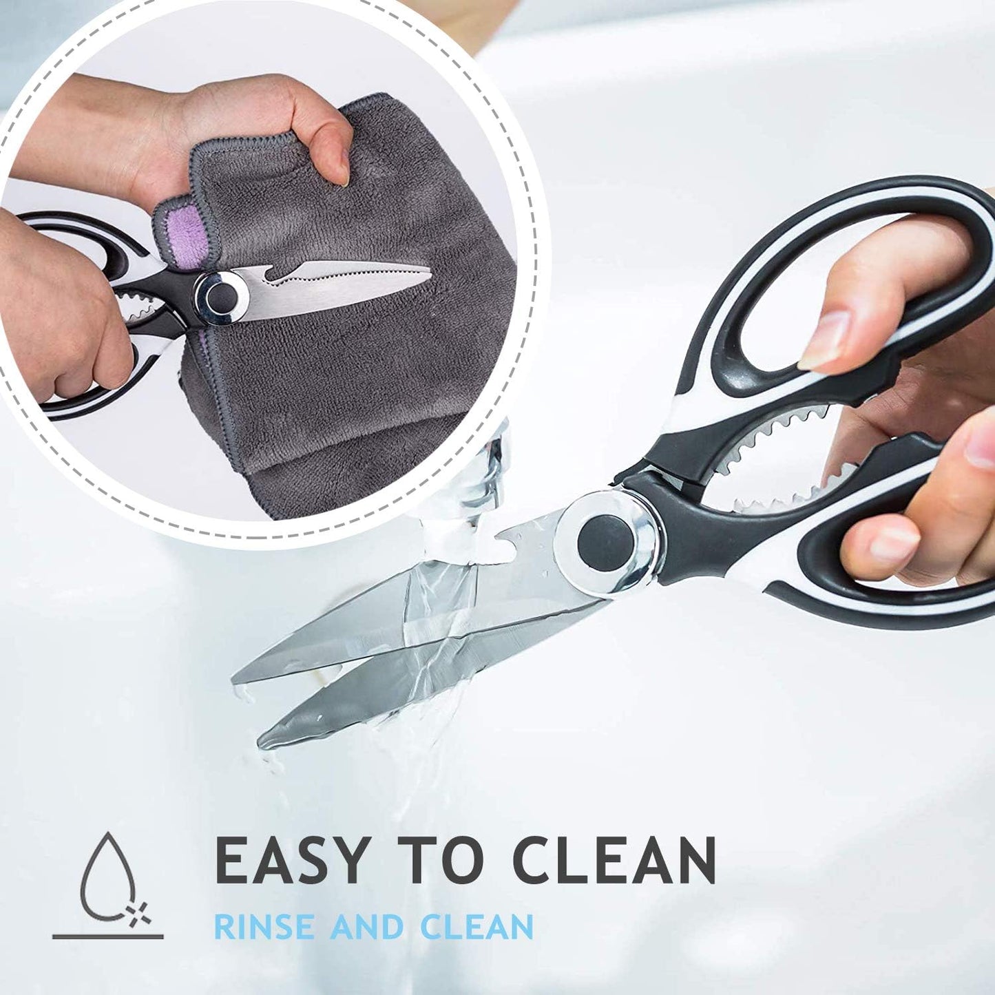 RageCraft Kitchen Shears, 2-Pack Heavy Duty Dishwasher Safe Scissors for Chicken, Poultry, Meat, Fish, Vegetables