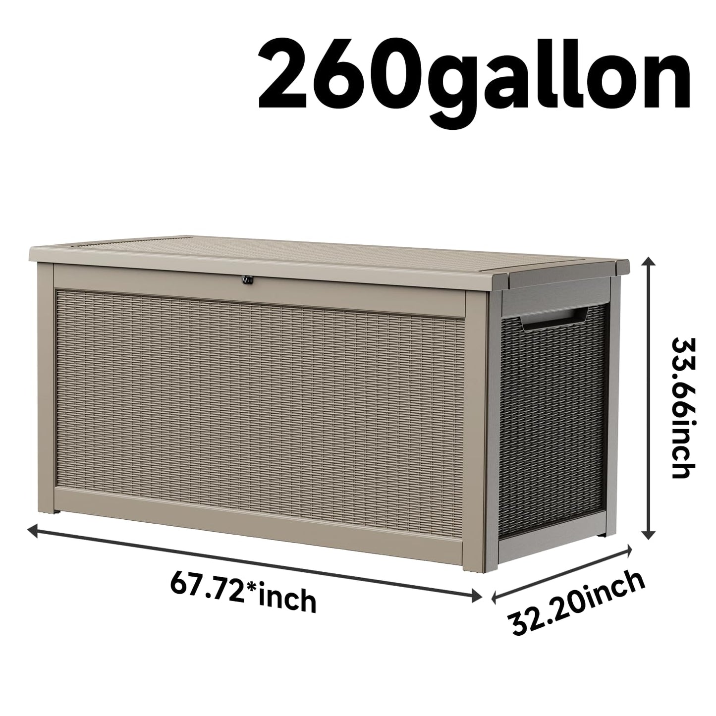 Trygoal 260 Gallon Deck Box, Waterproof Resin Outdoor Storage Box Lockable for Patio Furniture, Fade Resistant Patio Side Table & Organizer for Garden Tools, Pool Float, Outdoor Cushions, Light Coffee