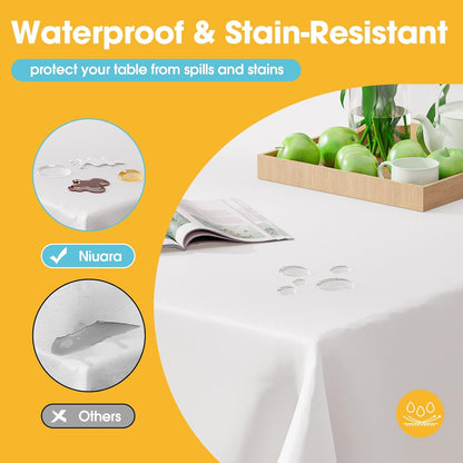 Niuara White Plastic Tablecloth - 16 Pack 54" x 108" Waterproof Disposable Covers for 6FT Tables | Perfect for Parties & Gatherings