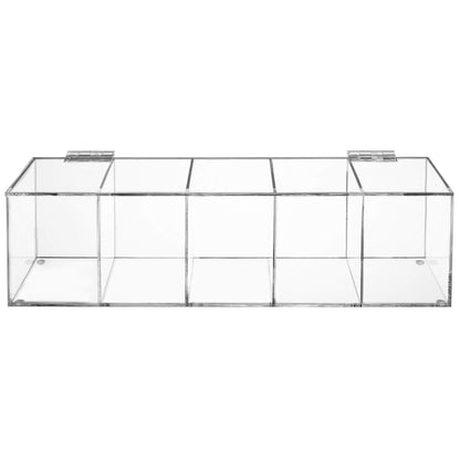 MyGift Acrylic Tea Bag Organizer Box with 5 Compartments and Hinged Lid, Drink Packet Storage Box, Kitchen Countertop Caddy Pantry for Assorted Teas and Condiments, Modern