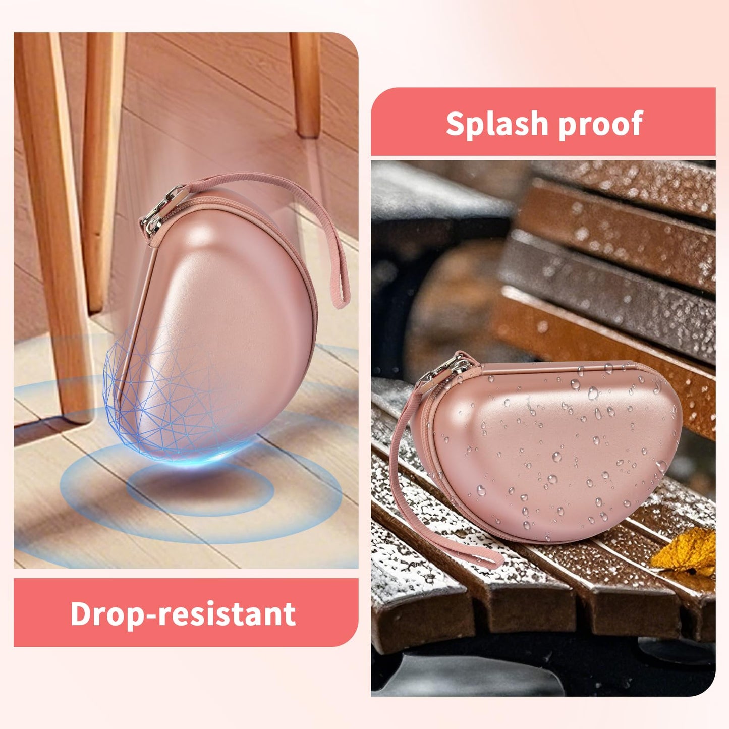 COMECASE Hard Headphone Case for Beats Solo 4, Studio Pro, Solo 3, Solo 2 (CASE ONLY) - Upgraded Crush-Proof EVA Protection for Travel, Fits Foldable Headphones with Mesh Pocket, Rose Gold