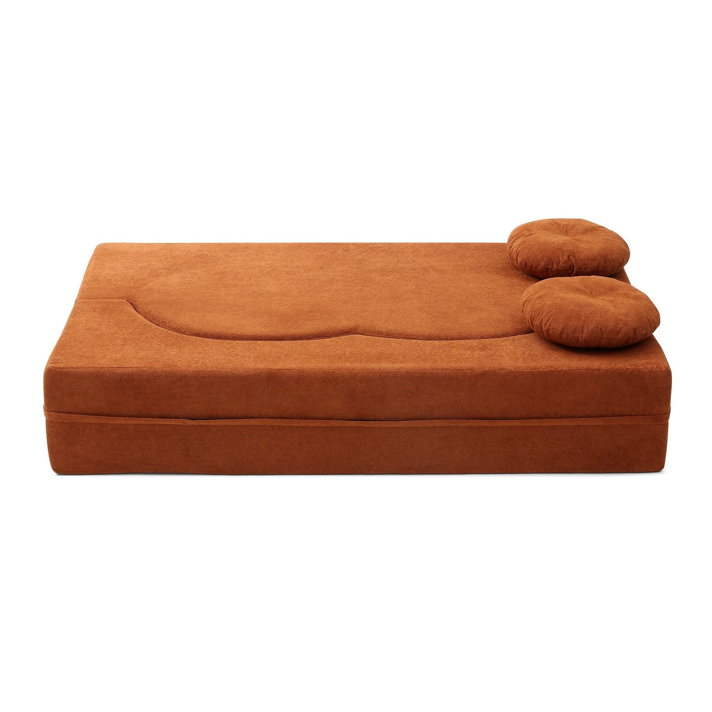 KEIKI 2-in-1 Folding Sofa Bed with Pillow, Sleeper Sofa, Floor & Futon Loveseat Couch, Foam Folding Mattress for Living Room, Guest Use, Office, Apartment, No Assembly Required, Orange