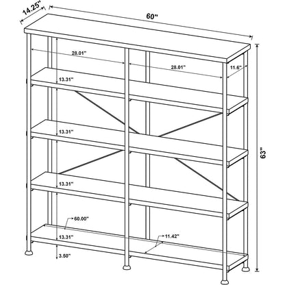 5-Tier Bookcase - Stylish Display Shelf for Home Decor & Books - Weathered Gray 4 Tier/Nutmeg & Black