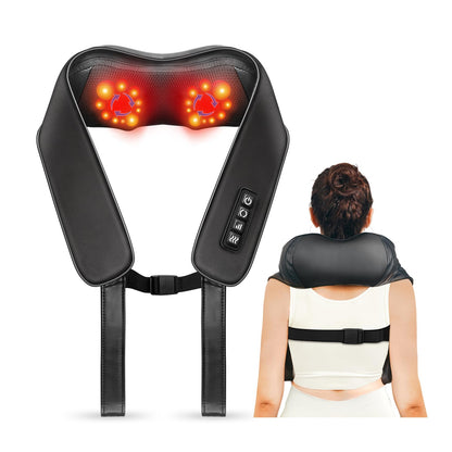 TISSCARE Shiatsu Neck Massager for Pain Relief Deep Tissue, Back Massager with Heat, 3D Kneading Electric Massager for Shoulder, Leg, Plug-in for Home, Office, Car, Ideal Gift for Women Men Mom Dad