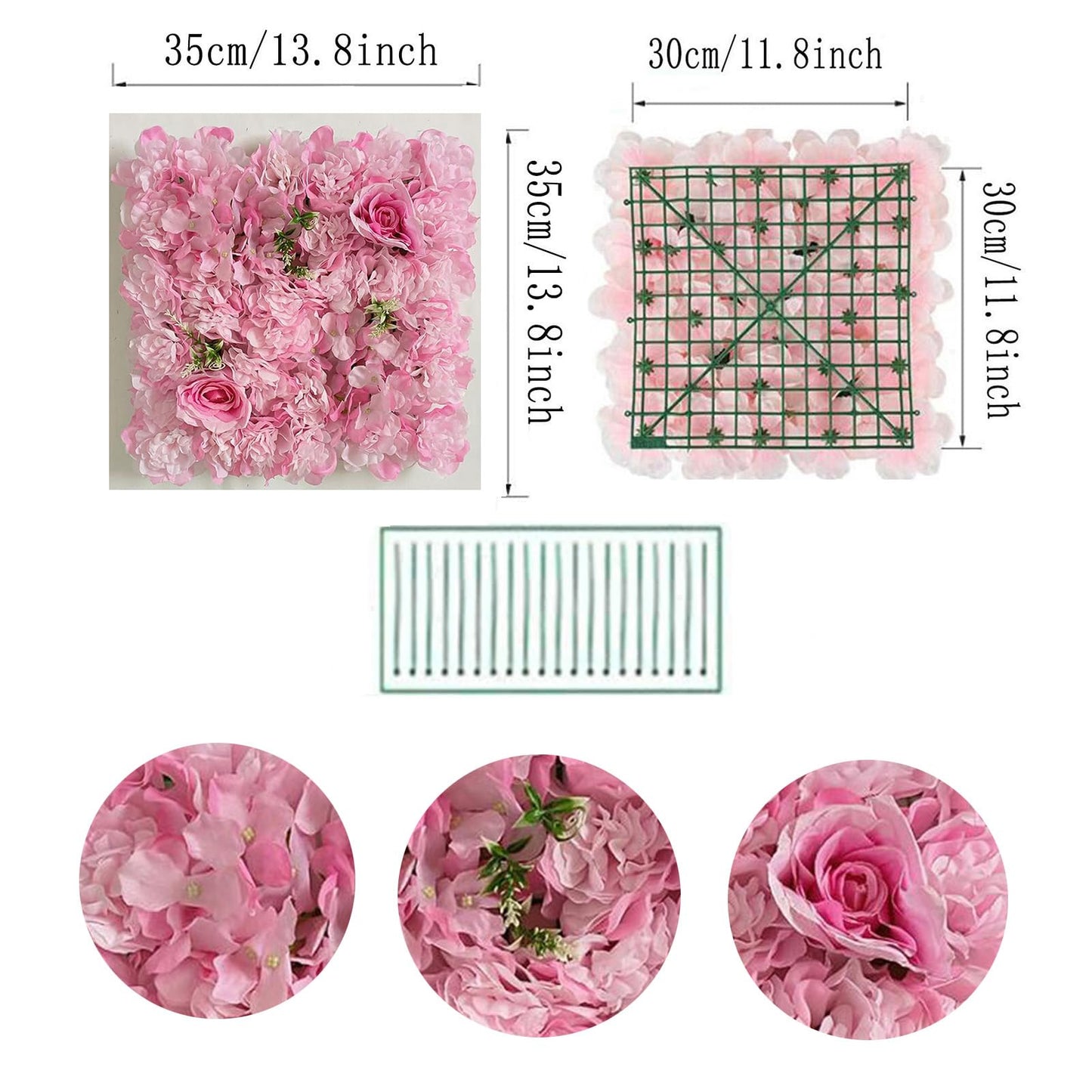 JIIPOREGJ Artificial Flowers Wall,for Home Wedding Party Photo Backdrop Decor,Pink,15pcs