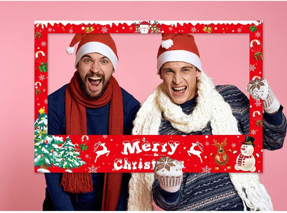 Christmas Photo Booth Props Frame, Party Supplies for Xmas/Winter/Holiday New Year Decorations