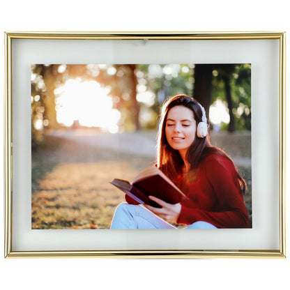 AhaGo Wall Floating Frame, 8"×10", Gold, Wall Mounting or Wall Leaning, For Photo 6×8, 5×7, 4×6, Classy Gift For Festival, Wedding, Anniversary, Home or Office Décor