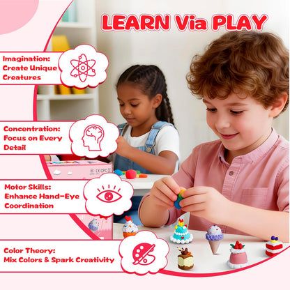 Kids Clay Air Dry Clay for Kids - Air Drying Modeling & Sculpting Kit,DIY 12 Box Food Dessert Cake Theme Arts & Crafts Clay Set,Ultra Soft Non-Sticky Bulk Party Favors & Party Crafts for Girls & Boys