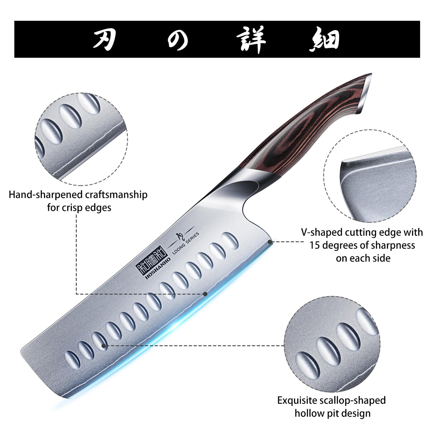 HOSHANHO 7 Inch Nakiri Knife, Japanese High Carbon Stainless Steel Chef Knife, Multipurpose Meat Vegetable Sharp Kitchen Knife with Ergonomic Pakkawood Handle