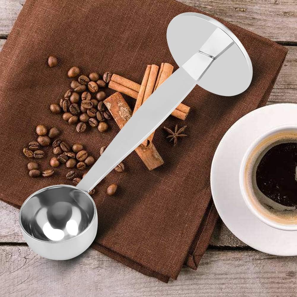 Pomya Dual-purpose Coffee Spoon Bean-Powder Presser, Stainless Steel Espresso Tamper and Measuring Spoon