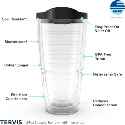 Tervis Yao Cheng Tropical Bloom Double Walled Insulated Tumbler Cup, 24oz, Keeps Drinks Cold & Hot, Classic