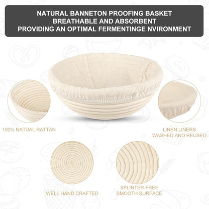2 24oz Sourdough Starter Kit with Oval Banneton Proofing Baskets, Sourdough Jar, Silicone Pastry Mat, Bread Sling