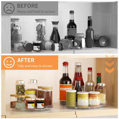2 Pack Lazy Susan Turntable Organizer, 9 and 10 Inch Rotating Trays for Corner Cabinet, Fridge, Pantry, Kitchen, Table Top, Makeup Vanity, Bathroom Countertop Storage, Acrylic Spinning Spice Rack