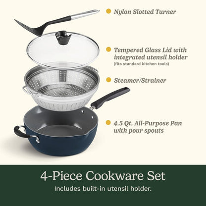 Cuisinart Preferred Pan 4-Pc Set - Nouveau Navy (4.5 Qt. Multi-Purpose Pan w/Cover, Steamer, Slotted Turner)