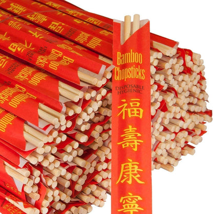 ROYALNA 500 pairs Palillos UV Treated Premium Disposable Bamboo Chopsticks Sleeved and Separated (Bamboo, 500 pairs)