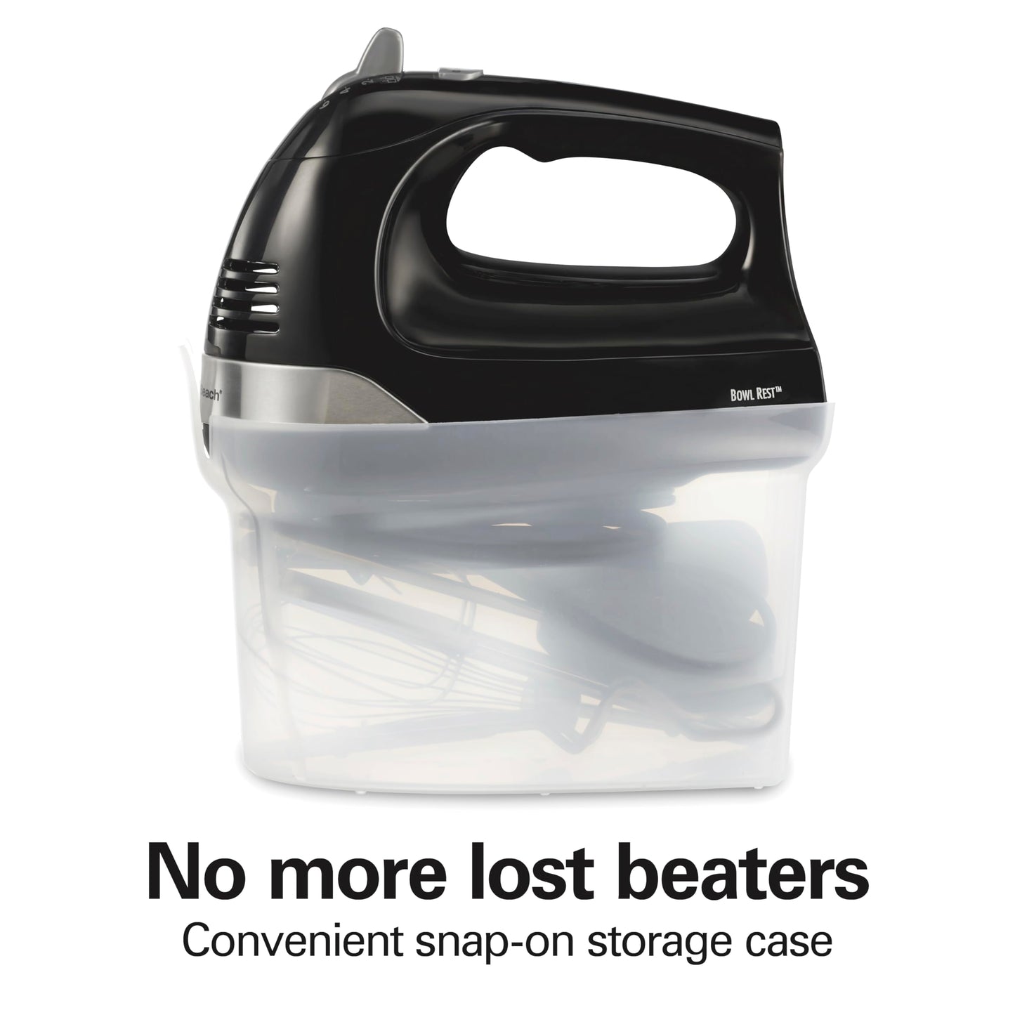 Hamilton Beach 6-Speed Electric Hand Mixer with Whisk, Dough Hooks and Easy Clean Beaters, Powerful 275 Watt Motor, Snap-On Storage Case, Black