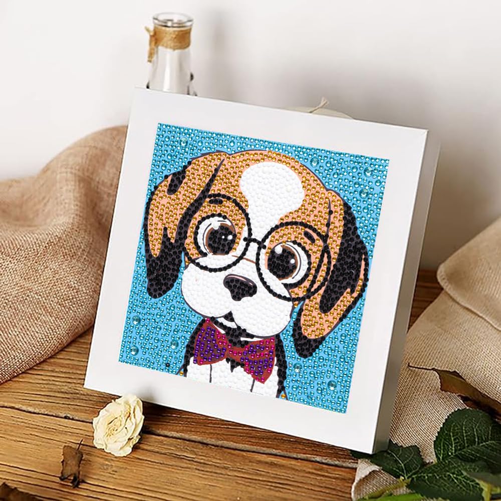 CHWGLFGG 6 Pack Diamond Painting Kits Beginners,5D DIY Diamond Art Kit for Kids 6-8-9-10-12 Girls Boys,Cute Animals Big Gem Art and Crafts,Easy Small Full Drill Painting Kits for Wall Decor 6" X 6"