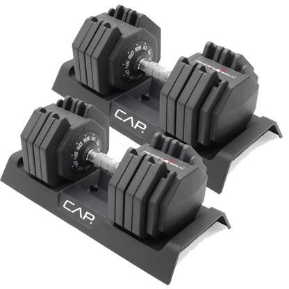 CAP Barbell 55 lb Pair of Adjustable Dumbbells with Full Rotation Chrome Handle