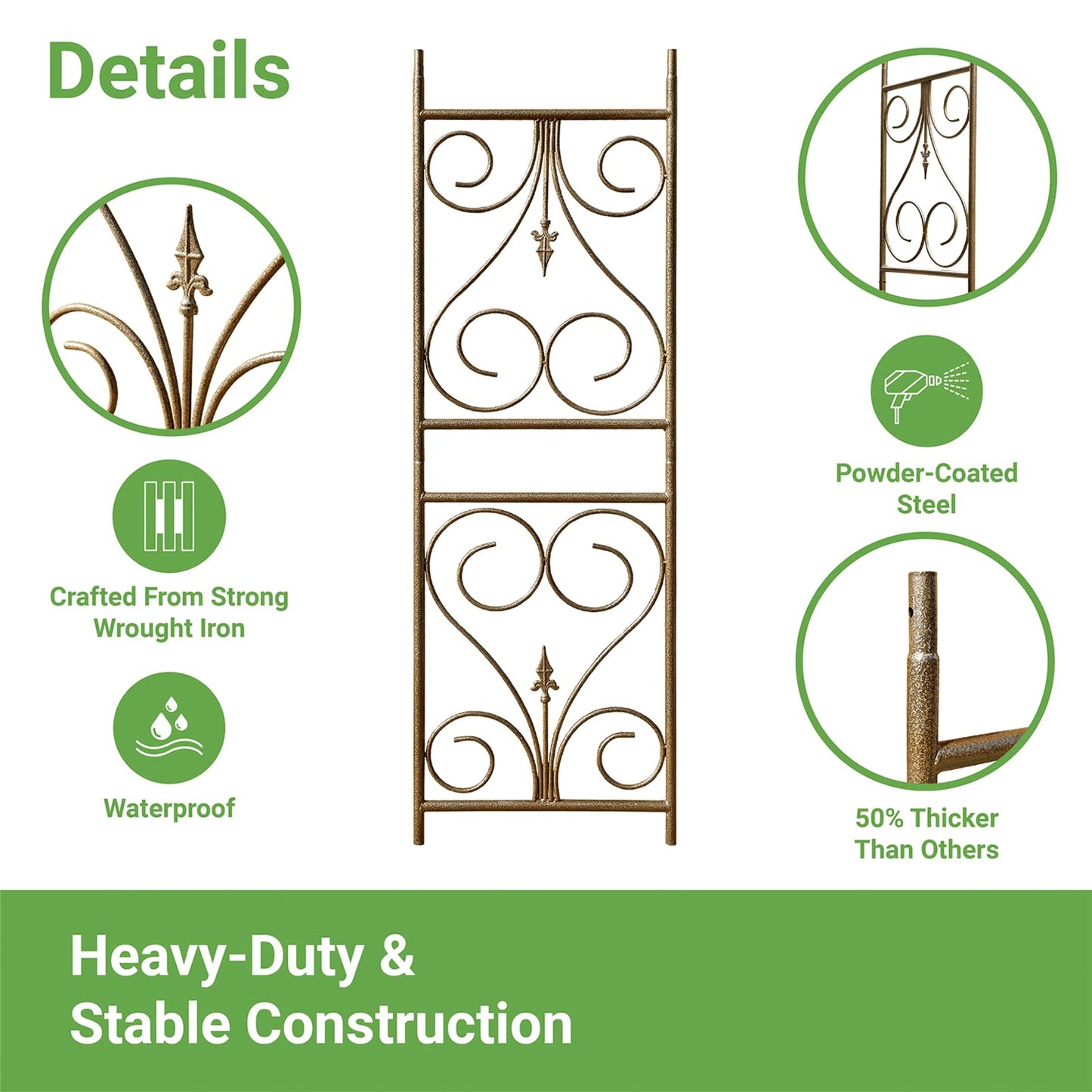 Meyrines Metal Garden Arbor, 104.3” Tall Wrought Iron Archway for Climbing Plants & Flowers, British-Style Garden Trellis(Silver, Flat-Top)