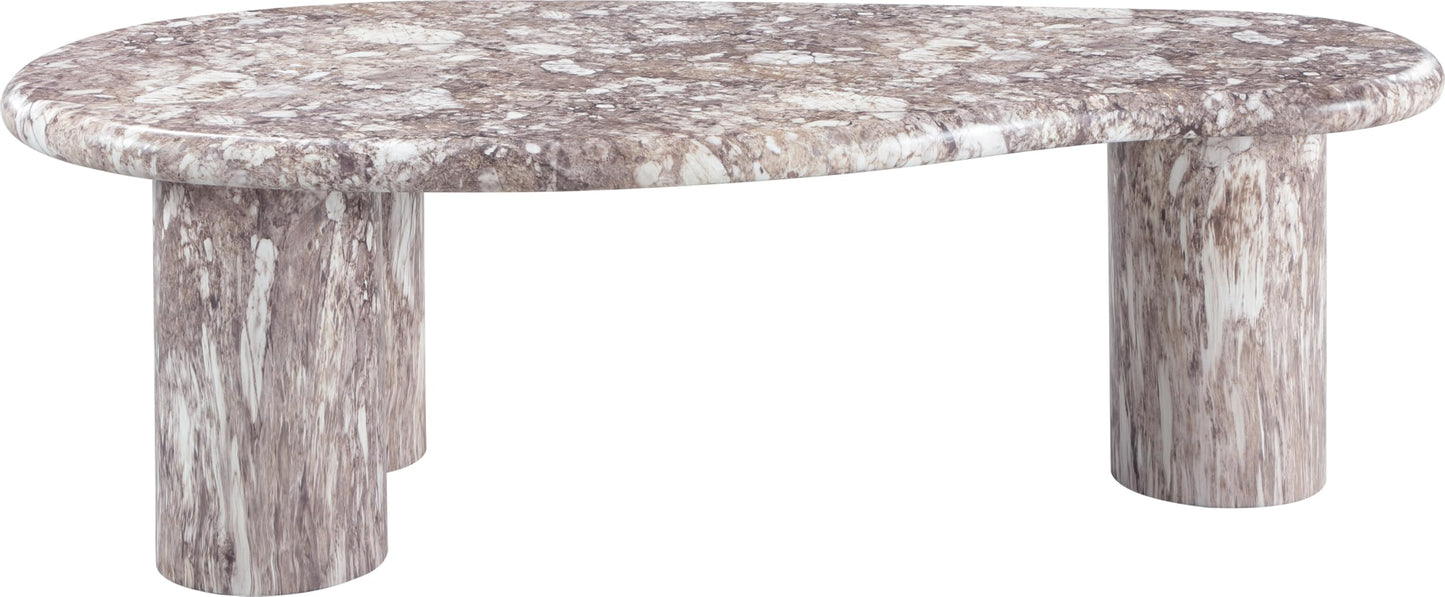 Meridian Furniture 99095Brown-CT Sassari Collection Art Deco Indoor/Outdoor Concrete Coffee Table in Marble Finish, 47.5" W x 24" D x 16" H, Brown