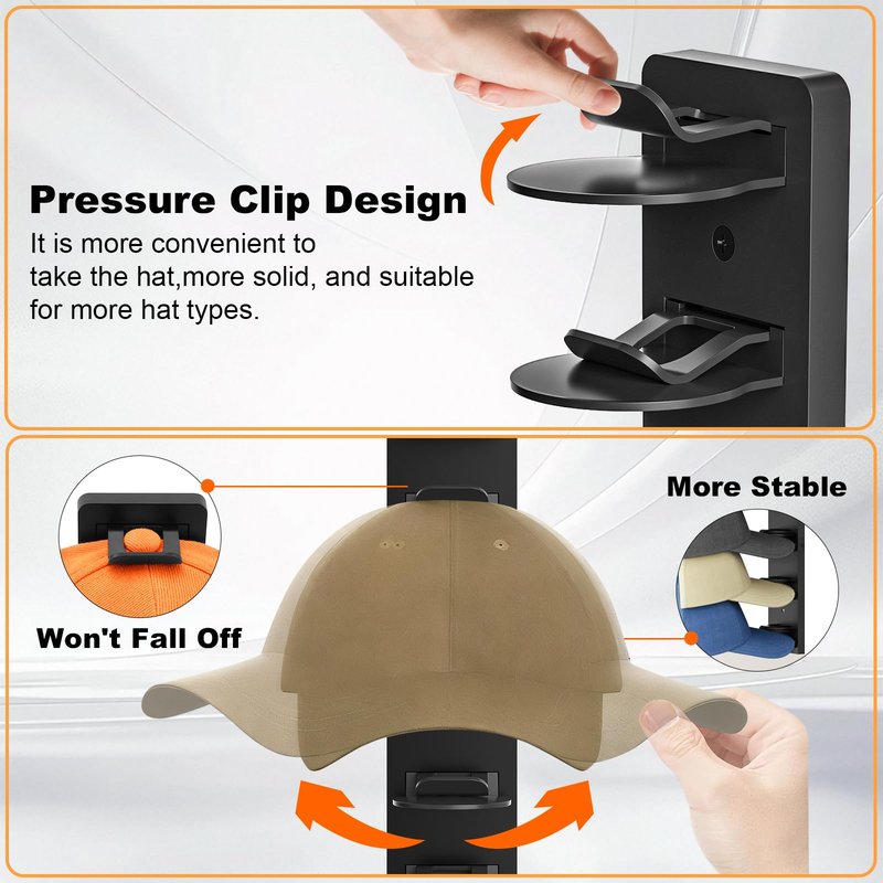 Fododo 2 Pack Hat Organizer for Baseball Caps, Hat Rack for Wall, Strong Adhesive & Screw-in Cap Holder Hats Hangers for Closet Door & Bedroom