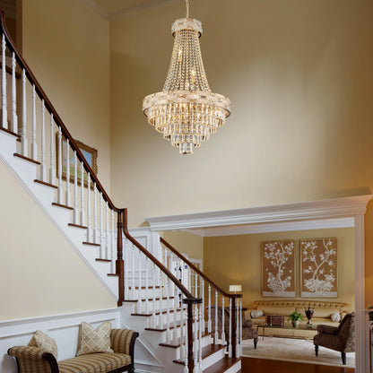SHAOCHIAO 12-Light Gold Crystal Chandeliers,Empire Chandelier Light Fixture Modern High Ceiling Hanging Chandelier for Entryway,Foyer,Staircase,Hallway,Living Room(H36 x D23.2)