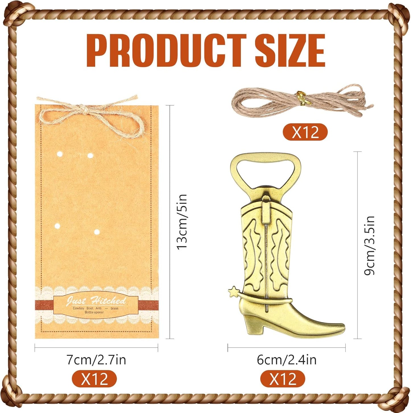 12 Youyole Pcs Cowboy Boot Metal Bottle Openers Baby Shower Favors Stainless Steel Bottle Openers for Wedding Birthday