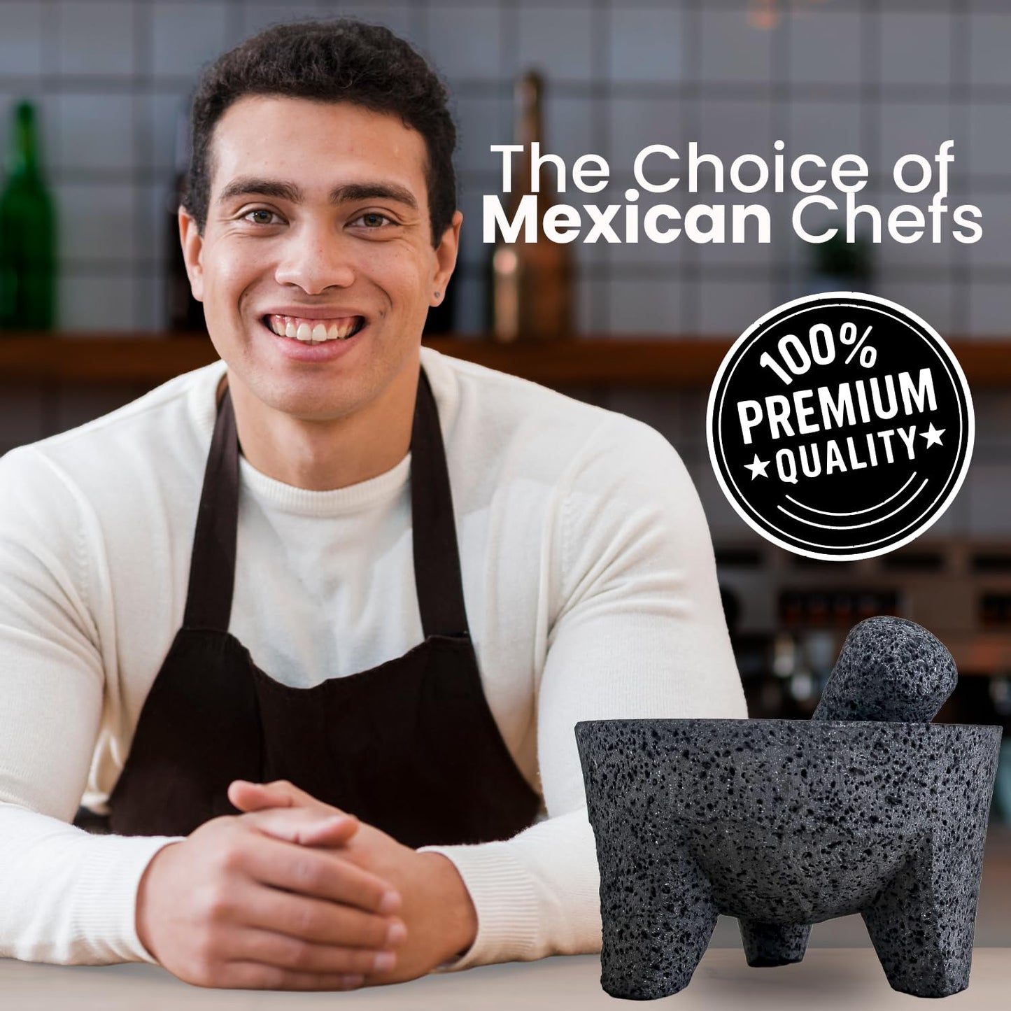 The Original Molcajete Mexicano Volcanic Rock Handmade of Authentic Lava Rock in Mexico - Molcajete de Piedra volcanica - Molcajete Mortar Pestle Bowl - Volcanic Rock Guacamole Maker