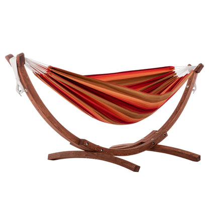 Vivere Fade and Weather-Resitant Brazilian Hammock with Solid Pine Arc Stand - 450 lb Weight Capacity