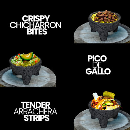 The Original Molcajete Mexicano Volcanic Rock Handmade of Authentic Lava Rock in Mexico - Molcajete de Piedra volcanica - Molcajete Mortar Pestle Bowl - Volcanic Rock Guacamole Maker