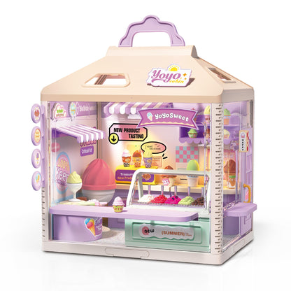 MINDNOOK DIY Miniature House Kit, LED Light-Up Dollhouse, Mini Dollhouse Building Set with Furniture, Craft Hobby Gift for Adults, Teens & Kids Ages 6+ (Ice Cream Shop)