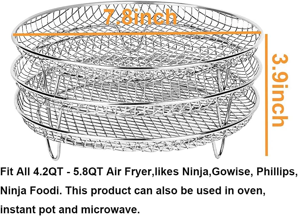 Air Fryer Racks for Gowise USA Airfryer, Ninja AirFryer Accessories, Fit 4.2QT - 5.8QT Air Fryer, Oven, Pressure Cooker