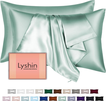 Skiennix Silk Pillowcases - 2 Pack Queen Size, Mulberry Silk for Hair & Skin, Sage Green