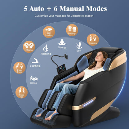 YONISEE 4D Massage Chair Full Body, 2026 Zero Gravity SL-Track Shiatsu Massage Recliner with Body Scan, AI Control, Heating, Airbags, Foot Rollers, Bluetooth Speaker, Led Light for Home and Office