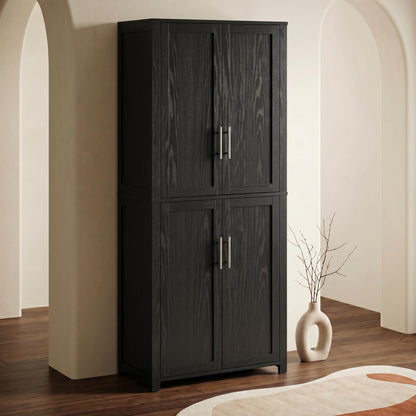 Casaphoria Kitchen Pantry Cabinet, 67" Tall Freestanding Storage Cabinet with 4 Adjustable Shelves, 28" W x 15" D for Kitchen Pantry Organization (Black, Single)