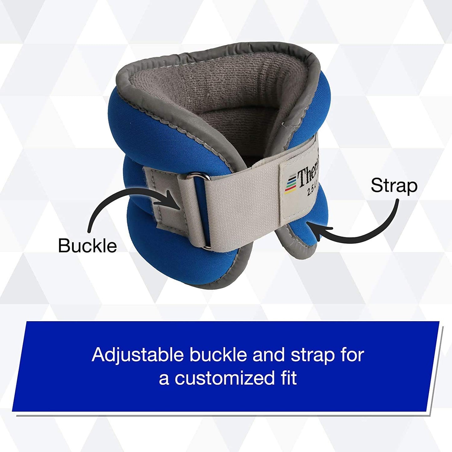 THERABAND Ankle Weights, Comfort Fit Wrist & Ankle Cuff Weight Set, Adjustable Walking Weights for Cardio, Home Workout, Ankle Strengthening & Physical Therapy, Blue, 2.5 lb. Each, Set of 2, 5 Pounds